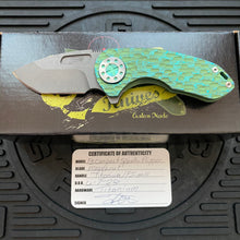 Load image into Gallery viewer, Curtiss Custom Knives F3 Compact Frame Lock, 2.5&quot; Spanto Magnacut Blasted Blade FLIPPER, FJ-Mill Green Handles, Knife
