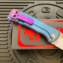 Load image into Gallery viewer, Chaves Ultramar 229 Kickstop DROP POINT Titanium 3.63&quot; Belt Satin Knife REVERSE COTTON CANDY THEME
