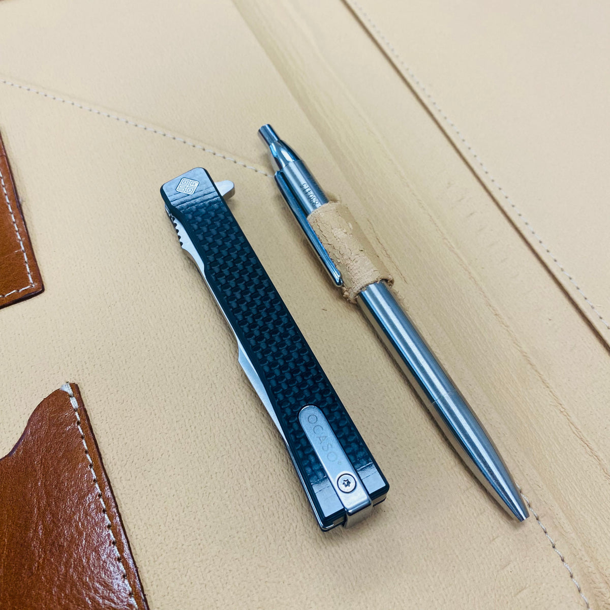 Ocaso 9HFS Solstice HARPOON Titanium, Carbon Fiber, Satin 3.5" CPM-S35VN Flipper Folding Knife