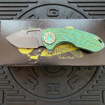 Curtiss Custom Knives F3 Compact Frame Lock, 2.5" Spanto Magnacut Blasted Blade FLIPPER, FJ-Mill Green Handles, Knife