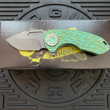 Load image into Gallery viewer, Curtiss Custom Knives F3 Compact Frame Lock, 2.5&quot; Spanto Magnacut Blasted Blade FLIPPER, FJ-Mill Green Handles, Knife
