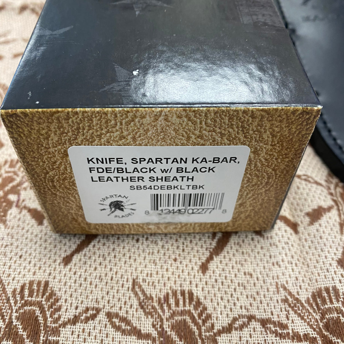 Spartan KA-Bar 7" CPM MagnaCut Flat Dark Earth Fixed Blade Knife with Black Leather Sheath SB54DEBKLTBK