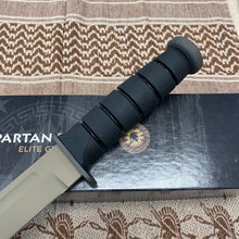 Load image into Gallery viewer, Spartan KA-Bar 7&quot; CPM MagnaCut Flat Dark Earth Fixed Blade Knife with Kydex Tan Sheath
