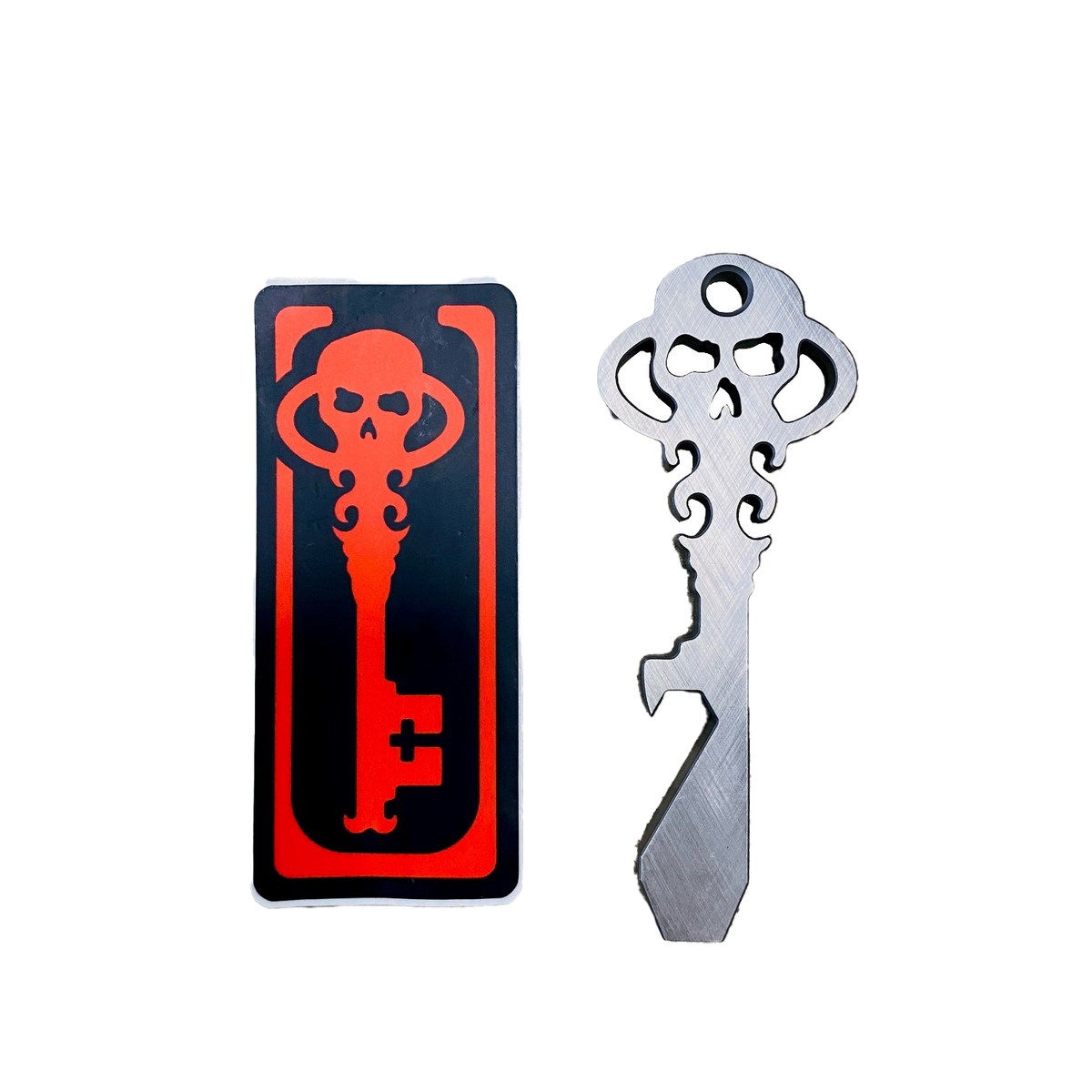 Chaves Knives Skeleton Key Tool Prybar Titanium SILVER NATURAL Crosshatch