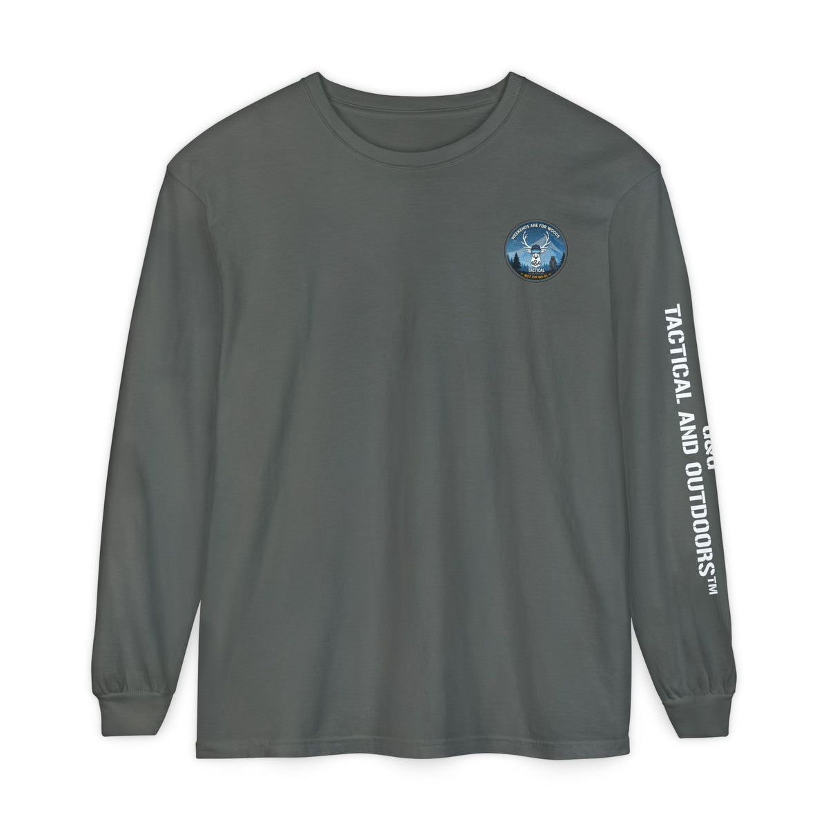 G&G Tactical Outdoors Long Sleeve Tee — Winter Camoflauge "Weekends Are for Woods Not Wifi"