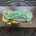 Curtiss Custom Knives F3 Compact Frame Lock, 2.5" Spanto Magnacut Blasted Blade FLIPPER, FJ-Mill Green Handles, Knife