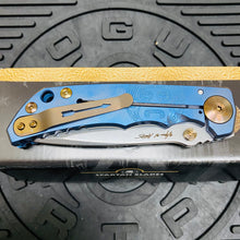 Load image into Gallery viewer, Spartan Blades Harsey Folder - BLUE Mayan with Blue Stones, Magnacut Blade, Bronze ANO Hardware Knife
