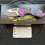 Curtiss Custom Knives F3 Compact Frame Lock, 2.5" Slicer Magnacut Blade FLIPPER, Purple Torched Handles, Knife