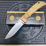 Spartan Blades Harsey Folder - Orange Oculus Theme, Satin Magnacut Blade, Satin Hardware Knife