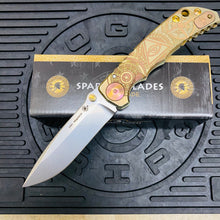 Load image into Gallery viewer, Spartan Blades Harsey Folder - Orange Oculus Theme, Satin Magnacut Blade, Satin Hardware Knife
