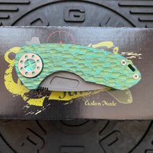 Load image into Gallery viewer, Curtiss Custom Knives F3 Compact Frame Lock, 2.5&quot; Spanto Magnacut Blasted Blade FLIPPER, FJ-Mill Green Handles, Knife
