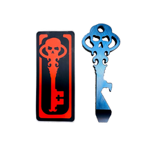 Load image into Gallery viewer, Chaves Knives Skeleton Key Tool Prybar Titanium BLUE Crosshatch
