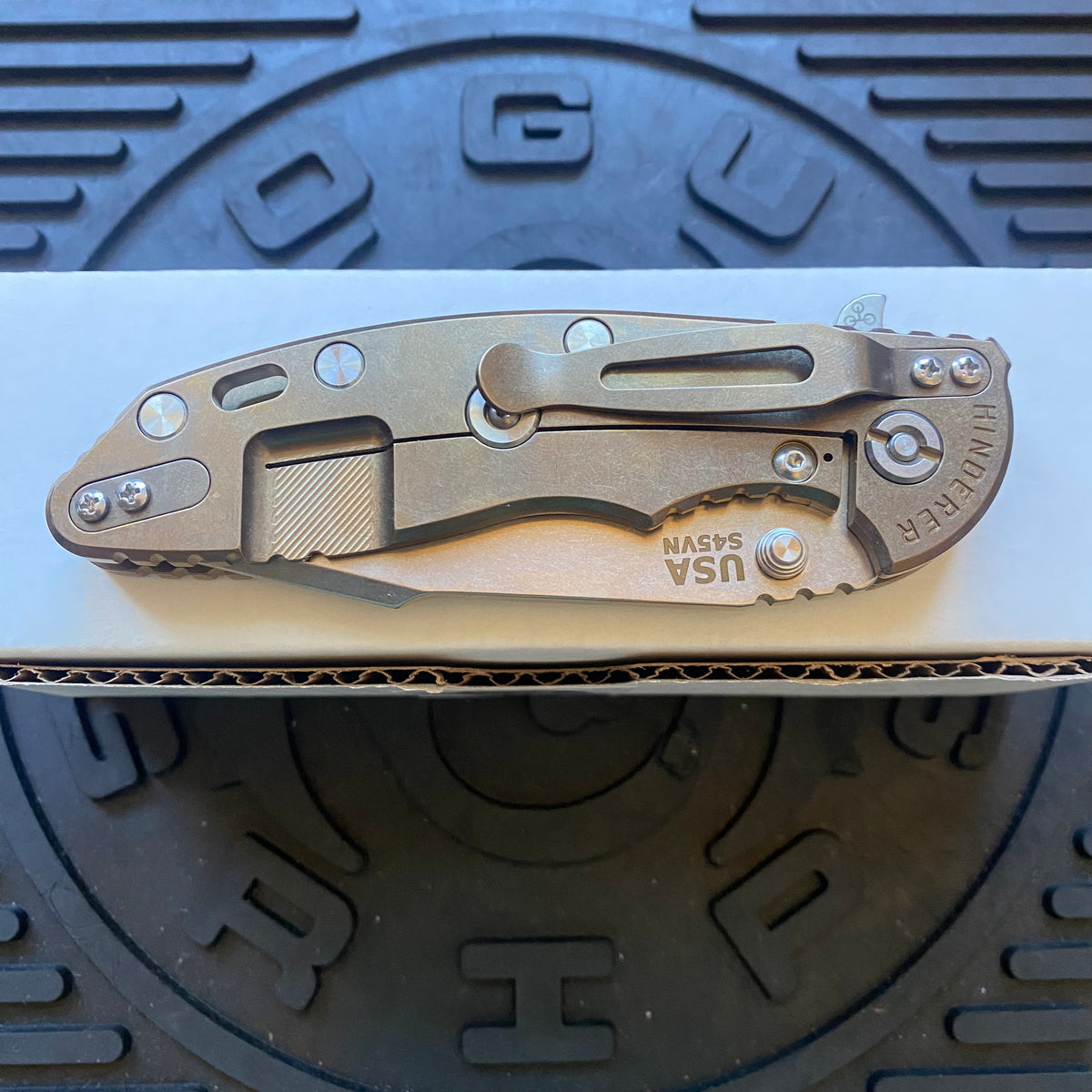 Rick Hinderer XM-18 3.5" Harpoon Spanto, Tri-Way, Stonewash Bronze, Coyote G10 Folding Knife