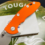 Rick Hinderer XM-18 3.0" Spanto, Tri-Way, Working Finish, Orange G10 Knife
