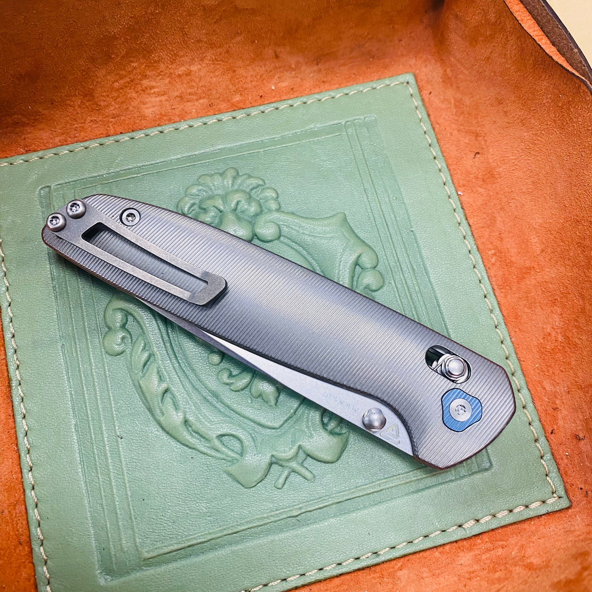 Tactile Knife Co. Maverick, 3.5" Magnacut Stonewash Blade, Titanium Handles Folding Knife