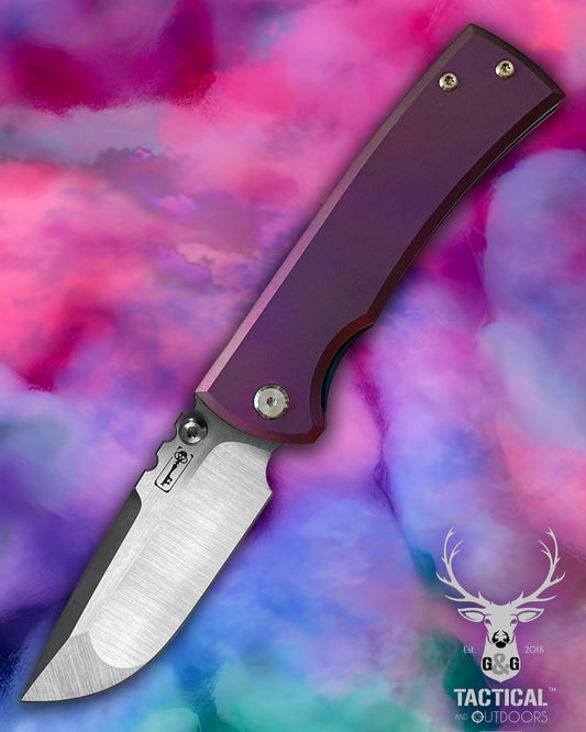 Chaves Ultramar Redencion Street Framelock 3.25" Drop Point M390, Titanium Handles, Folding Knife REVERSE COTTON CANDY THEME