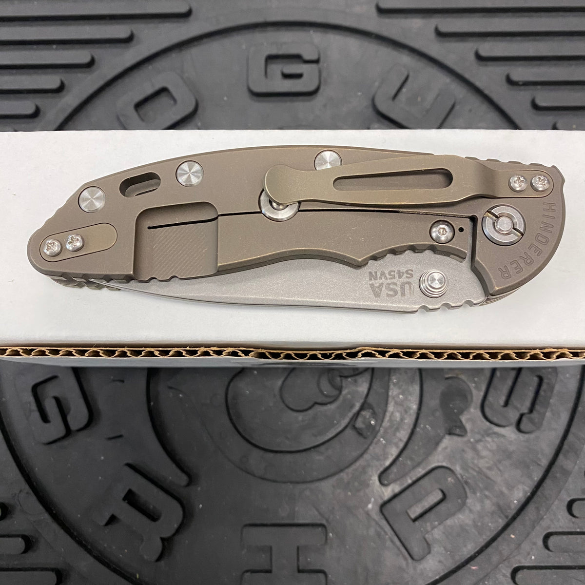 Rick Hinderer XM-18 3.5" Slicer S45VN, Non-Flipper, Tri-Way, Battle Bronze, OD Green G10 Knife