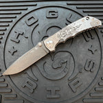 Spartan Blades Harsey Folder - Valkryie Theme, Chad Nichols Damascus Blade, Satin Hardware Knife
