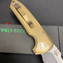 Load image into Gallery viewer, Protech LG335 Rockeye Custom Textured AL Bronze Handles, Acid Wash Blade, Mother of Pearl Button Knife
