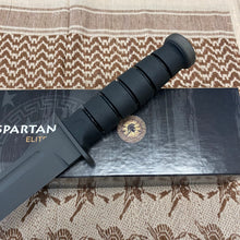 Load image into Gallery viewer, Spartan KA-Bar 7&quot; CPM MagnaCut Black Fixed Blade Knife with Kydex Black Sheath
