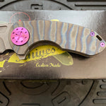 Curtiss Custom Knives F3 Compact Frame Lock, 2.5" Spanto Magnacut Blasted Blade FLIPPER, Torched Handles, Knife