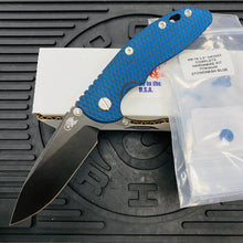 Load image into Gallery viewer, Rick Hinderer XM-18 3.5&quot; Magnacut SKINNY SLICER, Tri-Way, Battle Black, Stonewash Blue Hardware, Blue/Black G10 Folding Knife
