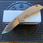Rick Hinderer XM-18 3.5" Harpoon Spanto, Tri-Way, Stonewash Bronze, Coyote G10 Folding Knife