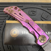 Load image into Gallery viewer, Spartan Blades Harsey Folder - Plague Doctor PINK with Chad Nichols Damascus Blade Knife
