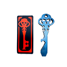 Load image into Gallery viewer, Chaves Knives Skeleton Key Tool Prybar Titanium BLUE Crosshatch
