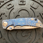 Spartan Blades Harsey Folder - Blue Oculus Theme, Satin Magnacut Blade, Satin Hardware Knife