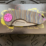 Curtiss Custom Knives F3 Compact Frame Lock, 2.5" Spanto Magnacut Blasted Blade FLIPPER, Torched Handles, Knife