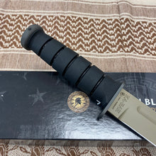Load image into Gallery viewer, Spartan KA-Bar 7&quot; CPM MagnaCut Flat Dark Earth Fixed Blade Knife with Black Leather Sheath
