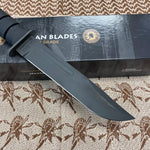 Spartan KA-Bar 7" CPM MagnaCut Black Fixed Blade Knife with Black Leather Sheath SB54BKBKLTBK