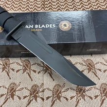 Load image into Gallery viewer, Spartan KA-Bar 7&quot; CPM MagnaCut Black Fixed Blade Knife with Black Leather Sheath
