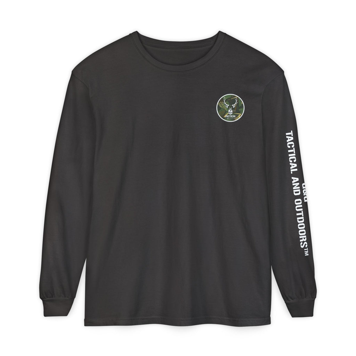 G&G Tactical Outdoors Long Sleeve Tee — Green Camoflauge White Sleeve Graphic