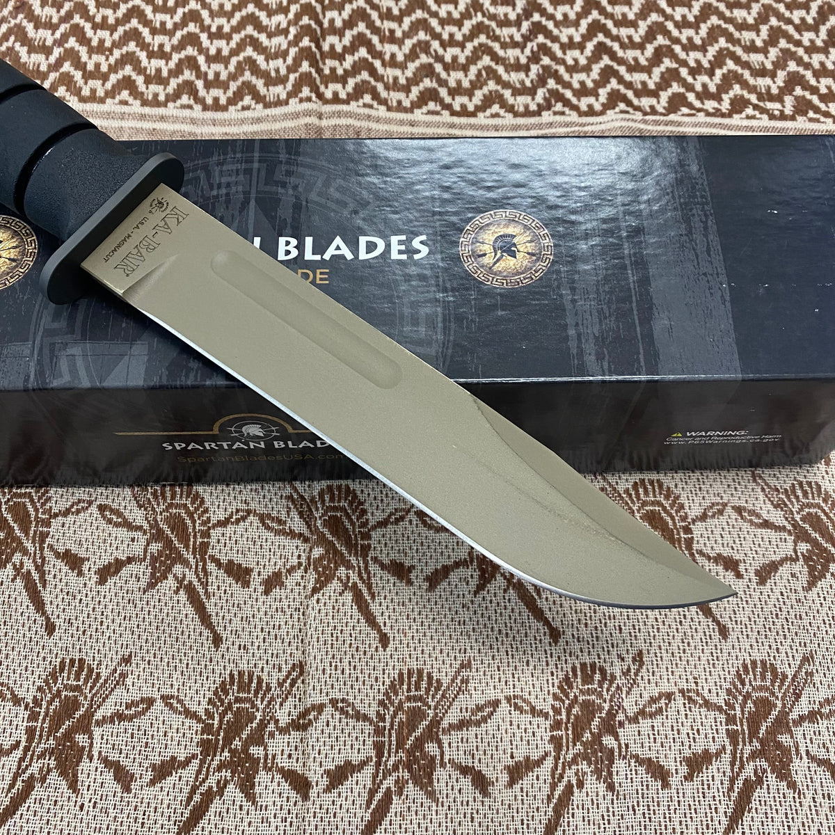 Spartan KA-Bar 7" CPM MagnaCut Flat Dark Earth Fixed Blade Knife with Black Leather Sheath SB54DEBKLTBK