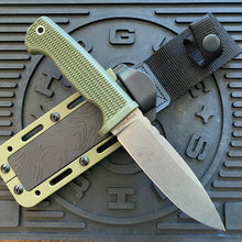 Load image into Gallery viewer, Demko FreeReign Drop Point 5&quot; MagnaCut OD Green Handle Fixed Blade Knife MADE IN USA
