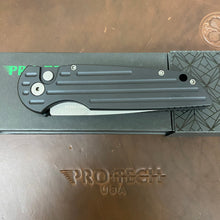 Load image into Gallery viewer, Protech TR-3 Beadblast Blade Grooved Black Handle Auto Knife
