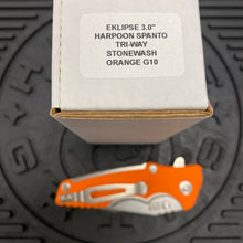 Load image into Gallery viewer, Rick Hinderer Eklipse 3.0&quot; Harpoon Spanto, Tri-Way, Stonewash, Orange G10 Folding Knife
