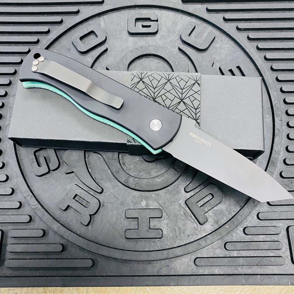 ProTech Emerson CQC-7 3.25" Tanto Automatic Knife Aquamarine Handle with Mother of Pearl Push Button