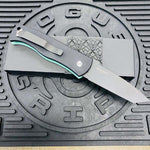 ProTech Emerson CQC-7 3.25" Tanto Automatic Knife Aquamarine Handle with Mother of Pearl Push Button