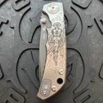 Spartan Blades Harsey Folder - Valkryie Theme, Chad Nichols Damascus Blade, Satin Hardware Knife