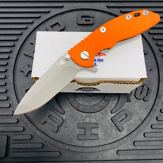Rick Hinderer XM-18 3.0" Spanto, Tri-Way, Battle Bronze, Orange G10 Knife