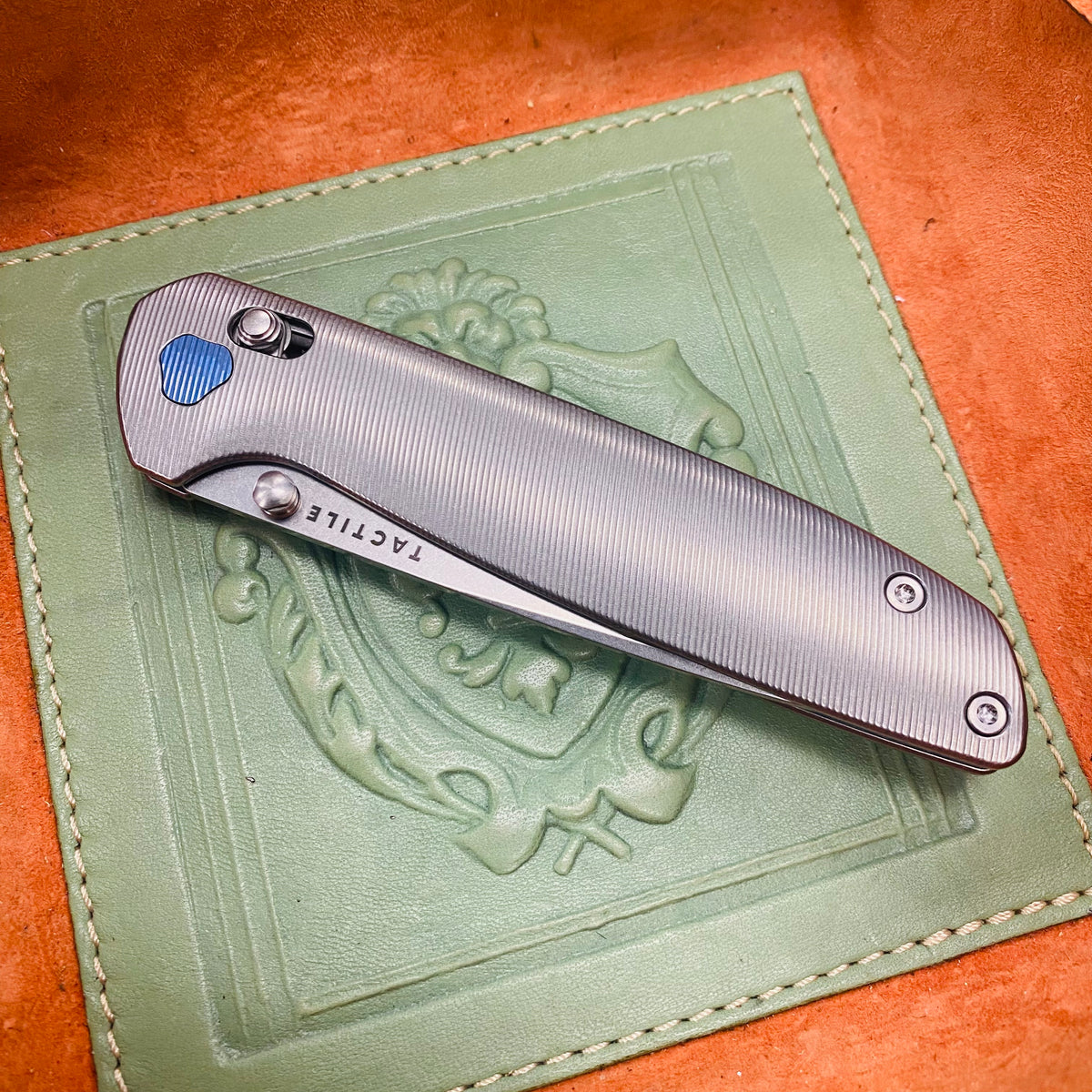 Tactile Knife Co. Maverick, 3.5" Magnacut Stonewash Blade, Titanium Handles Folding Knife