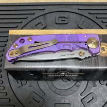 Load image into Gallery viewer, Spartan Blades Harsey Folder - PURPLE Mayan with Red Stones, Magnacut Blade, Purple ANO Hardware Knife
