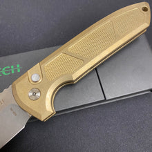 Load image into Gallery viewer, Protech LG335 Rockeye Custom Textured AL Bronze Handles, Acid Wash Blade, Mother of Pearl Button Knife
