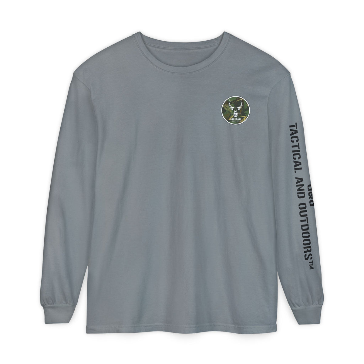 G&G Tactical Outdoors Long Sleeve Tee — Green Camoflauge Black Sleeve Graphic