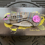 Curtiss Custom Knives F3 Compact Frame Lock, 2.5" Spanto Magnacut Blasted Blade FLIPPER, Torched Handles, Knife