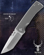 Load image into Gallery viewer, Chaves Ultramar 229 Kickstop TANTO Titanium 3.63&quot; Belt Satin Knife
