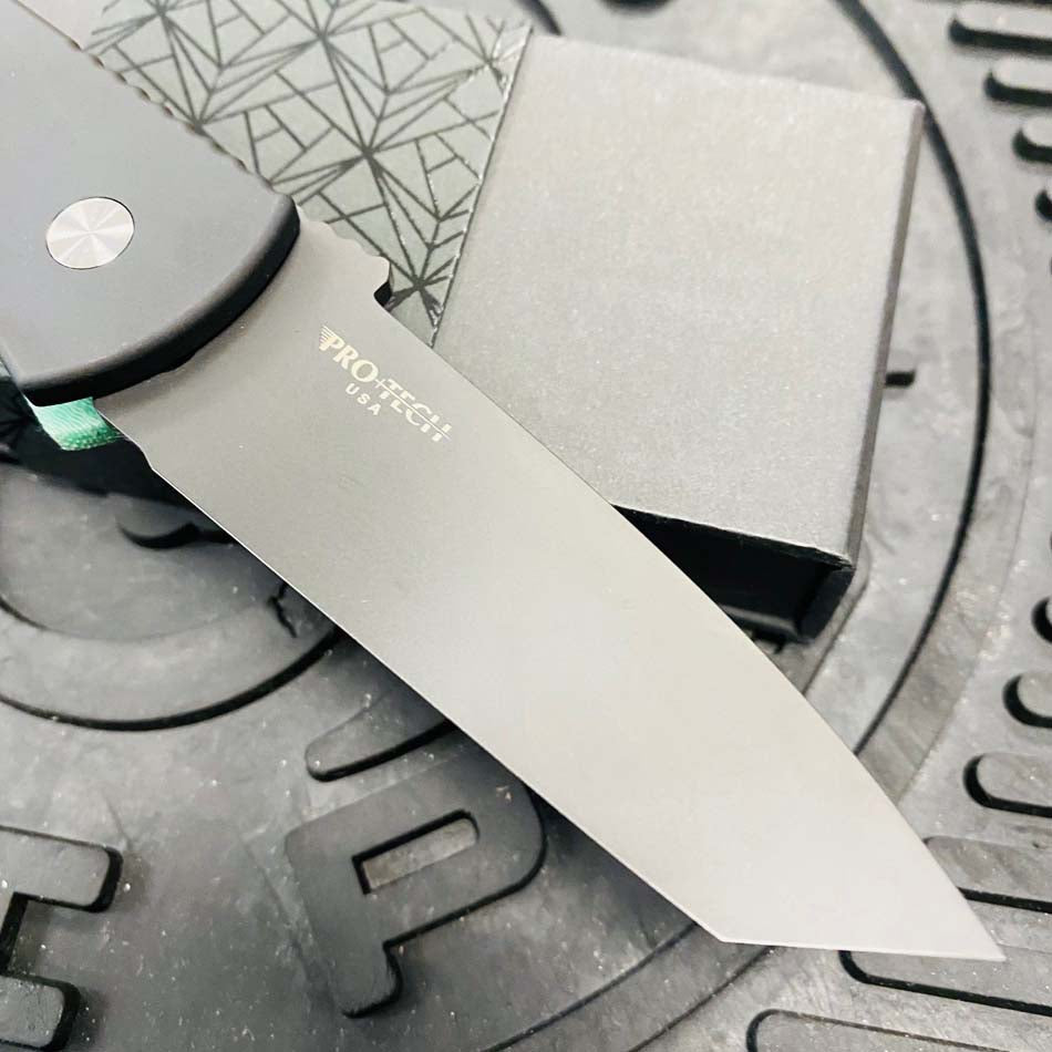ProTech Emerson CQC-7 3.25" Tanto Automatic Knife Aquamarine Handle with Mother of Pearl Push Button